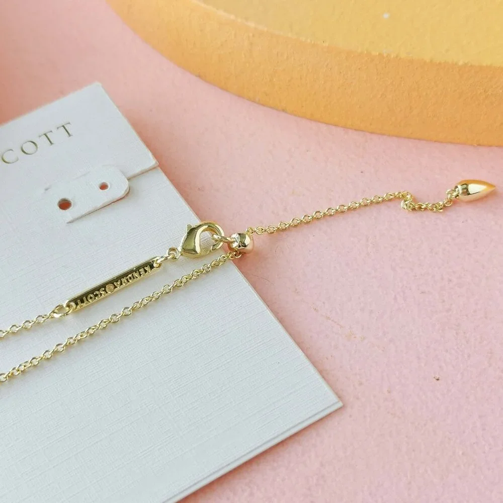 Kendra Scott - Haven Heart Pink Crystal Gold Strand Necklace - NEW